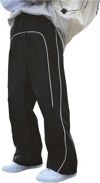 GORGLITTER Boy's Baggy Wide Leg Sweatpants Y2K Striped Track Pants Bottoms Trousers with Pockets