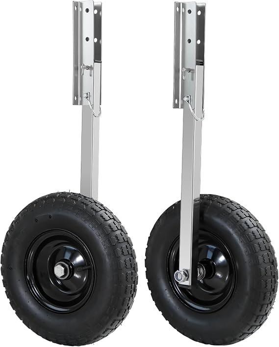 Boat Launching Wheels Boat Transom Launching Wheel Jon Boat Wheels for Inflatable & Aluminum Boats with 2 Pcs Quick Release Pins