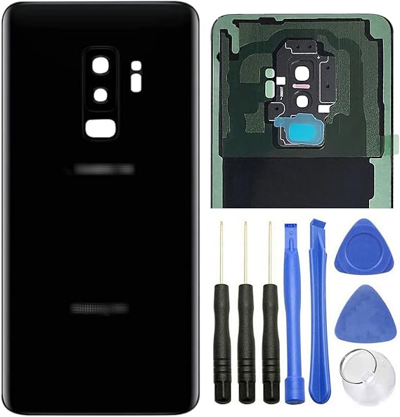 ubrokeifixit Galaxy S9 Plus G965 Rear Back Glass Door Cover Replacement for Samsung Galaxy S9+ G965 6.2",Galaxy S9 Plus All Versions Model,with Tape (S9 Plus G965 6.2/Black)
