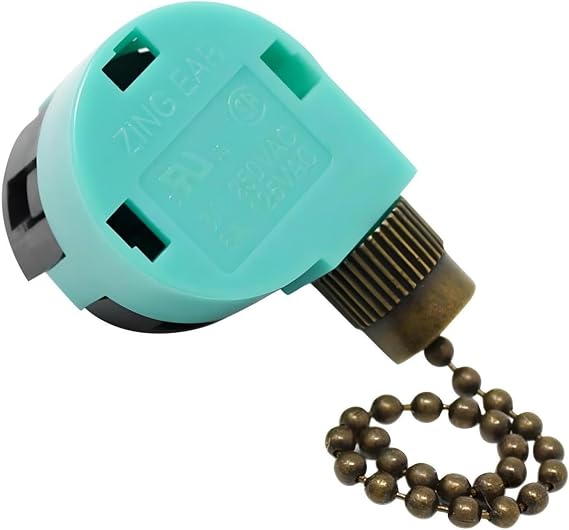 ZE-268S6 3 Speed 4 Wire Pull Chain Fan Switch Replacement Repair Kit 3 Way 4 Position Rotary Motor Controller 3A250VAC 6A125VAC for Ceiling Fans, Basket Fans, Floor Fans, Appliances - Bronze Finish