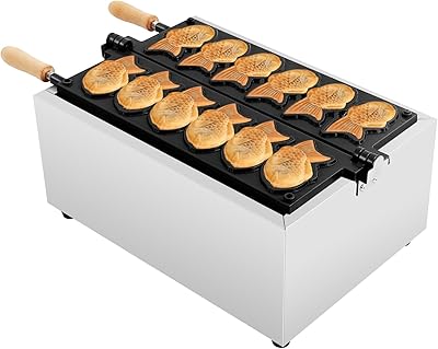 Commercial Waffle Maker,2400W Electric Countertop Waffle Maker Machine With 6-Slot Design,Non-Stick Coating, Taiyaki Baker Fish-Shaped Mold For Home Use, Restaurants, Milk Tea Shops,Etc