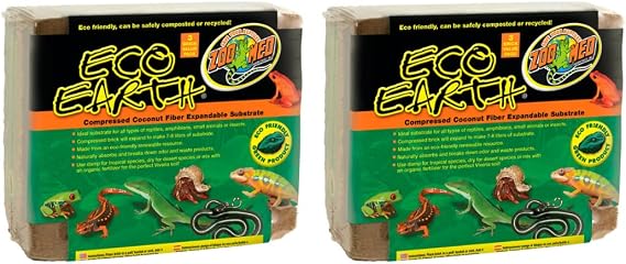 DBDPet Zoomed Eco Earth 3 Bricks Compressed Coconut Fiber Substrate (2 Pack) - Includes Attached Pro-Tip Guide...