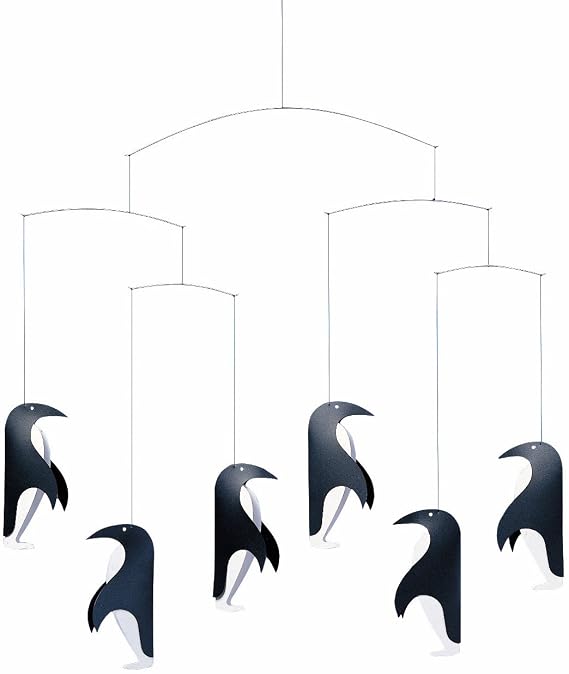 Penguin in Tails Hanging Nursery Mobile - 18 Inches - High Quality Plastic - Handmade in Denmark by Flensted