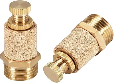 38 Male Thread Pneumatic Silencer Muffler Fitting, Top Adjustable Air Flow Speed Controller, Sintered Bronze Exhaust Muffler, 2Pcs