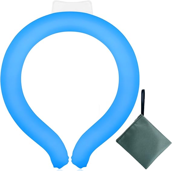 Neck CoolingTube with Insulated Bag, Reusable Ice Coolers Wearable Cooling Products, Neck Ice Coolers for HotWeather (Blue)