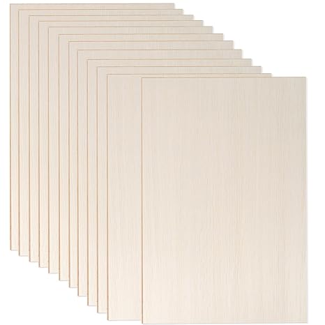 12Pcs Basswood Sheets for Crafts 16 x 12 x 1/16 Inch Bass Wood Ply Plywood Sheets, Unfinished Boards Wood for Painting and Pyrography, Woods Engraving Burning, Laser