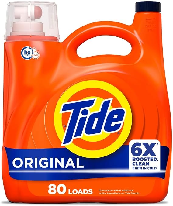 Tide Laundry Detergent Liquid, Original Scent, 80 Loads, 105 FL OZ, Works on 100% of Common Stains, Laundry Soap, Liquid Laundry Detergent