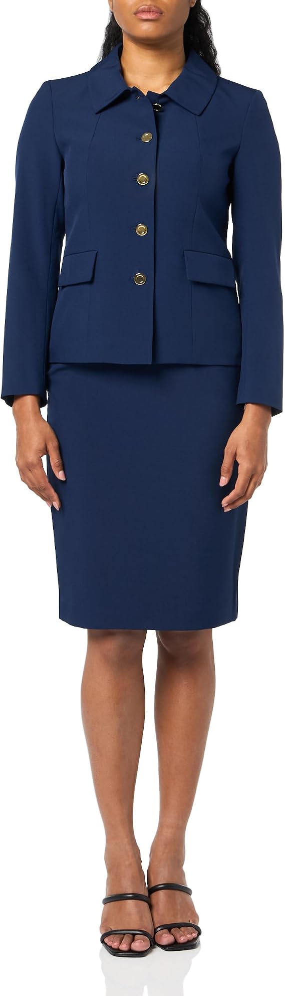 Le Suit Women's Stretch Crepe 3-Button Blazer & Flounce Skirt