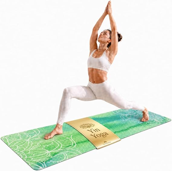 Yosana Natural Rubber Yoga Mat - Non-Slip Sustainable Yoga Mat with Microfibre Surface to Quickly Absorb Sweat - Machine Washable Sports Mat - 183 x 68 cm
