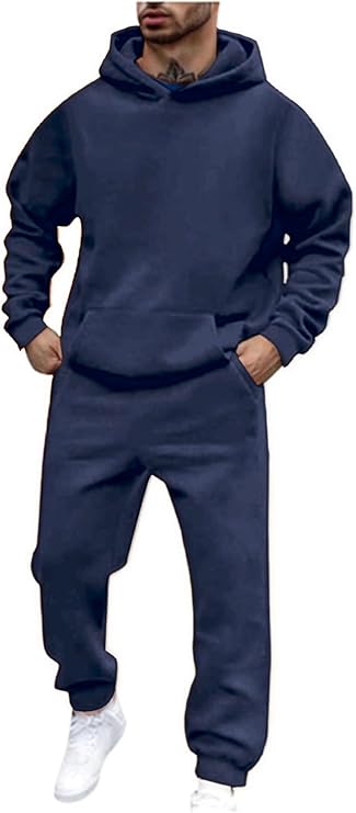 Tracksuit Mens Full Set Hooded Sweatshirt and Sweatpants Set Hoodie Joggers Sets 2 Piece Plain Tracksuit UK Jogging Bottoms Track Suits Outfits Sweatsuits 