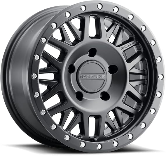 Raceline Wheels 951B RYNO Wheel Satin Black 17X9"6X135 Bolt Pattern -12mm Offset/(4.53"B/S) 6 Spoke Mesh Aluminum Passenger Car Wheels, Full Size Replacement Black Car Rims