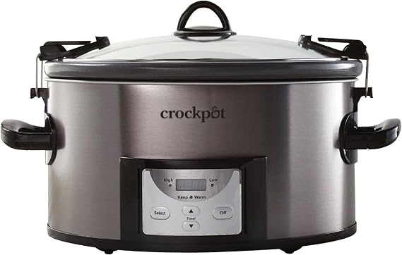 Crock Pot 7-qt Nonstick Ceramic Coating Cook & Carry Programmable Easy-Clean Slow Cooker Stainless Steel