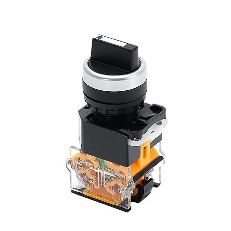 22mm LA38-11X2 20X3 Selector Switch 1NO1NC/2NO/2NC 2/3 Gear Rotary Switches Knob Self-Lock/Self-Reset Momentary Latching(Short,2P 1NO 1NC,Self-Reset)