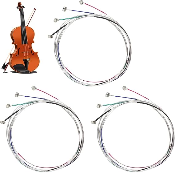 3 Sets Violin Strings Full Set GDAE for 4/4-1/4 Violins Steel Medium Silver