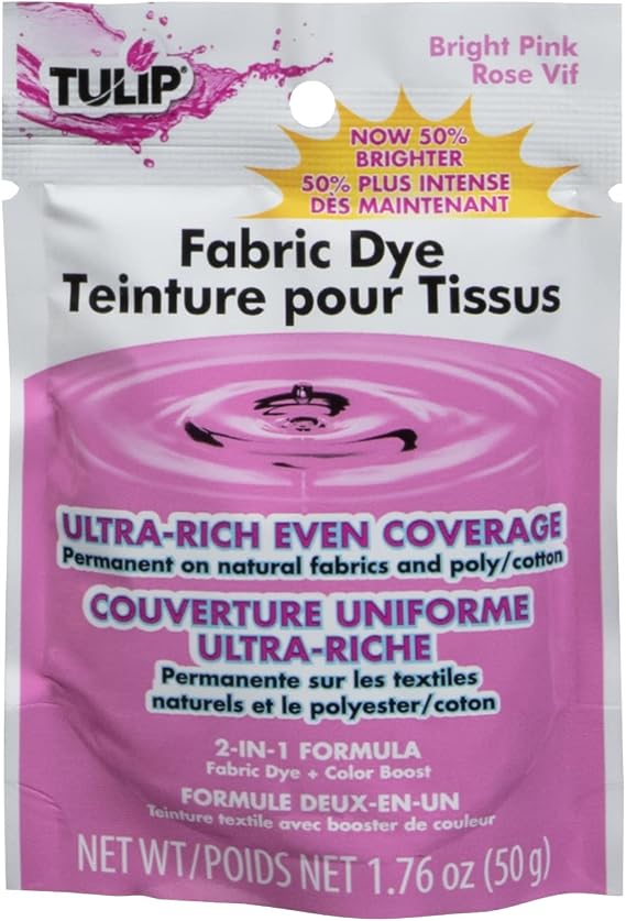 Tulip Permanent Fabric Dye Powder, Hot Dye Method for Vibrancy, Long-Lasting Color, Bright Pink