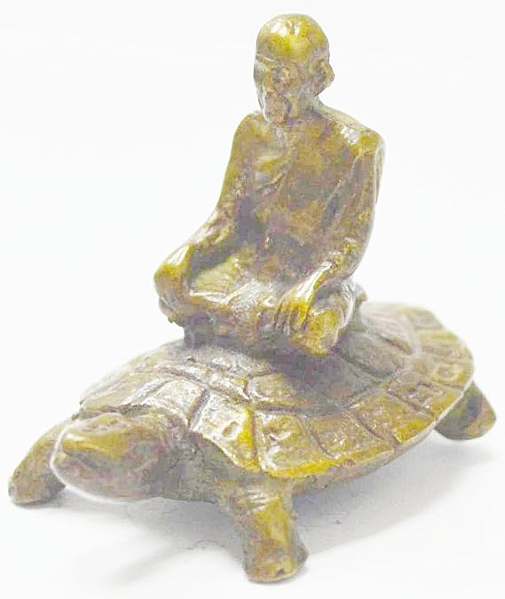 Lucky Buddha Amulet Tiny Magic Lp Lew on Turtle Thai Amulet Bless for Rich Lucky Win Happy Life