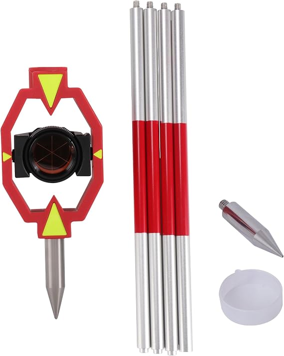 Mini Prism with 4 Poles, Survey Mini Prism for Total Station Surveying Prism Constant 0/-30 mm offset