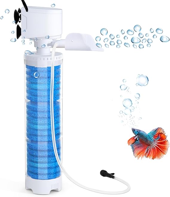 fishkeeper 4-in-1 Mutilstage Aquarium Filter, 8W Bubble Oxygen for 40-70Gal
