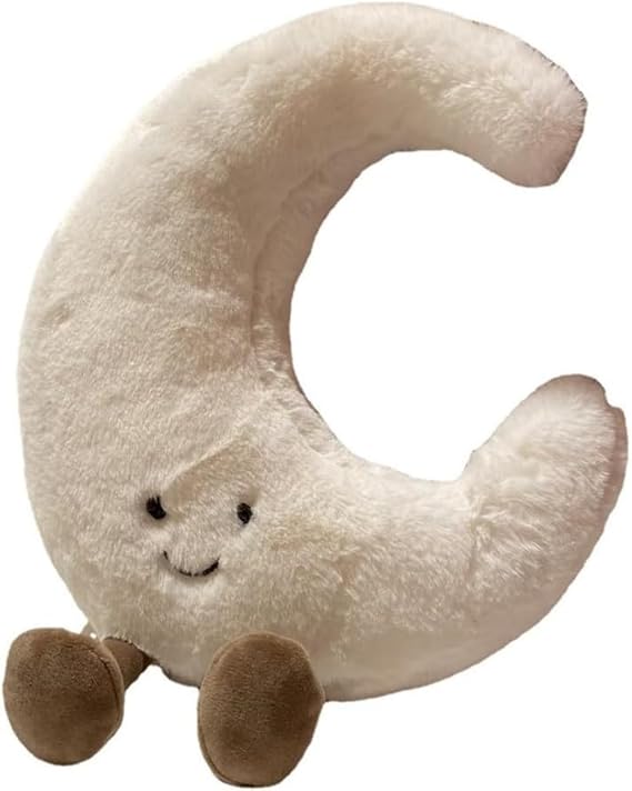 OUKEYI Amuseable Sun Moon Plush Toy,Soft Sun Plush Stuffed Toy, Bedside Sofa Pillows, Used for Home Decoration as Birthday Gifts for Children and Girls (Moon)