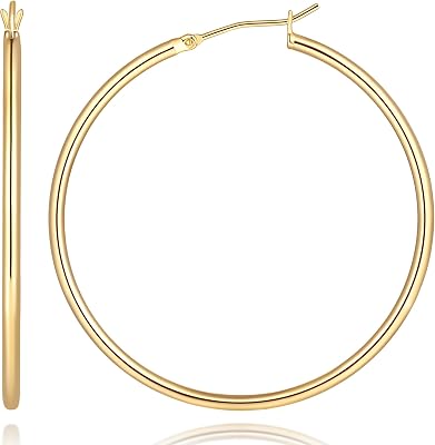 14K Gold Hoop Earrings for Women 14K Gold Earrings for Women Hoop Earring for Womens Shiny Smooth Hoops Earring for Womens Hoops 12141618202530354045506070mm