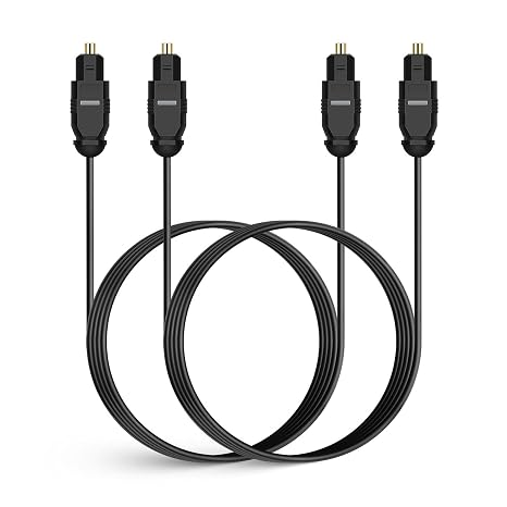 2 PCS Digital Optical Audio Cable 6ft1.8M - [24K Gold-Plated, Ultra-Durable] Slim Optical Cable Digital Audio Cable for Home Theater, Sound Bar, TV, PS4, Xbox, PlayStation & More