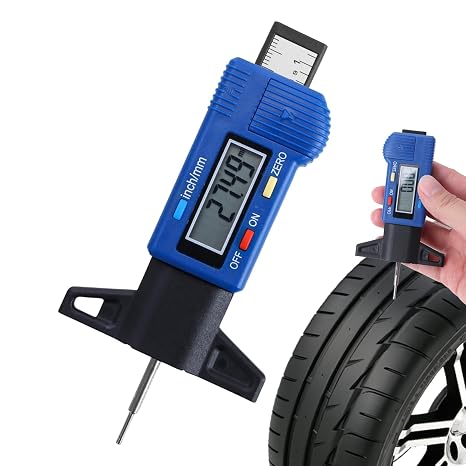 Tyre Tread Depth Gauge UK, 0-25.4mm/Inch Digital Tire Checker