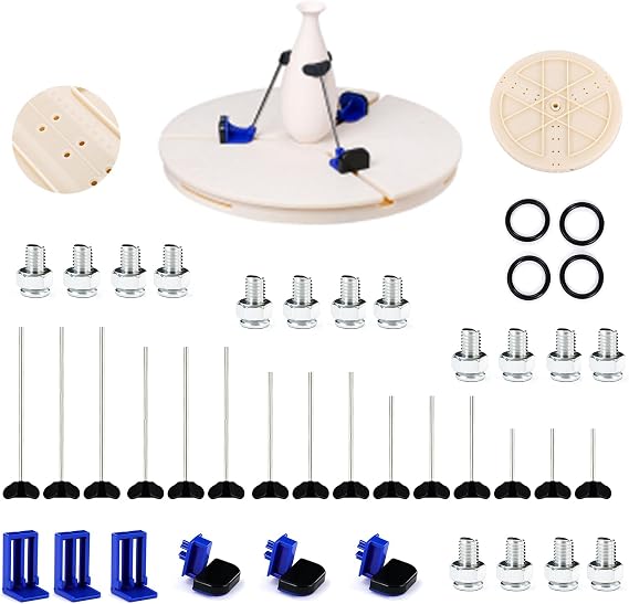 Pottery Machine Turntable Clamp,Ceramics Art Sculpting Clamp Repair Tools,Portable Pottery Centering Tool,Adjustable Ceramic Art Repair Tool for Ceramic Beginners Professionals,White