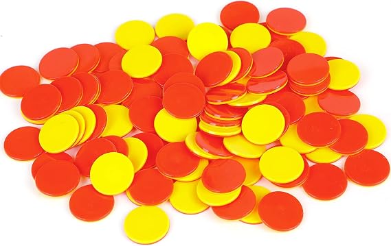 FINGOOO 100pcs Learning resources Counting Bingos, Red& Yellow