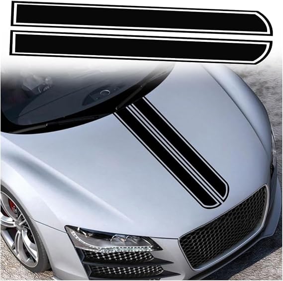 2 PCS Car Hood Decal Stickers for Mercedes-Benz GLC GLC300/GLC43 AMG 2023 2024, Auto Body Skirt Roof Hood Bumper, Self-Adhesive Sports-Style Decals,Black
