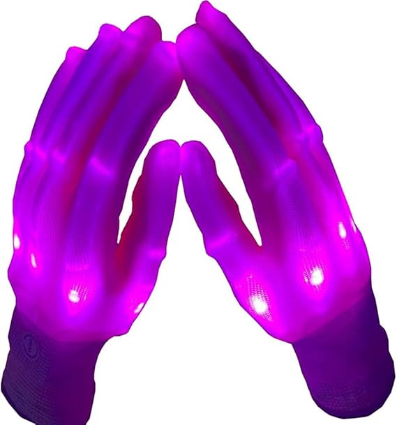 Led Glow Gloves for Boys Girls Adults Light Up Skeleton Gloves Finger Flashing Gloves for Halloween Christmas