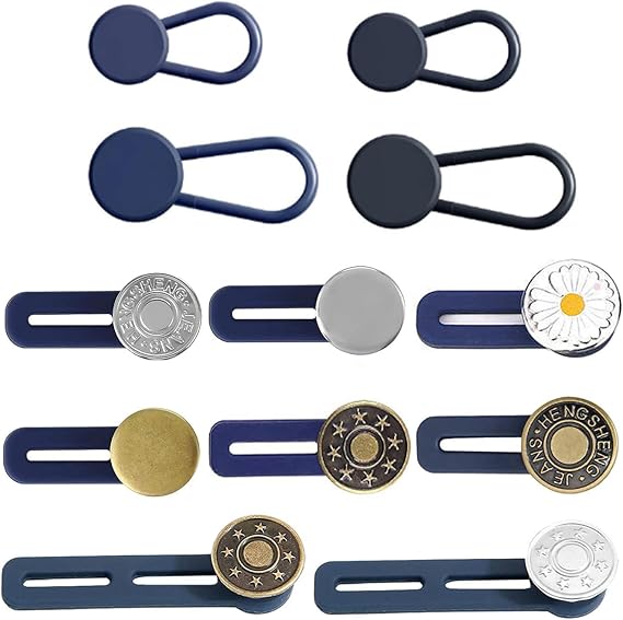 12PCS Button Extenders for Jeans, KAJUDA Pants Button Extender - Instant Waistband Extension - Adjustable Waist Extenders for Men and Women, No-Sew Solution, Assorted Colors