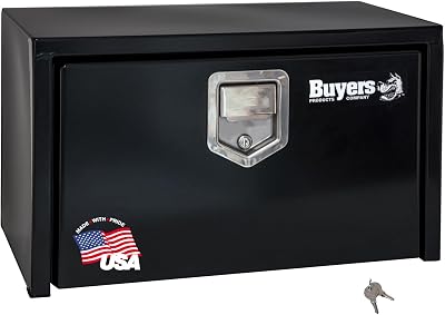 Buyers Products 1703150 Black Steel Underbody Truck Box with Paddle Latch, 14 x 12 x 24 Inch
