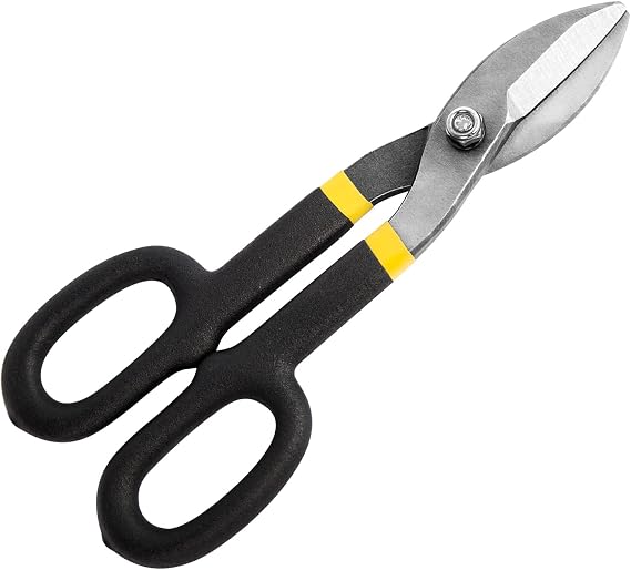8" Straight Patterned Tin Snip, Sheet Metal Shears for Left and Right Hand, Simple and Strong