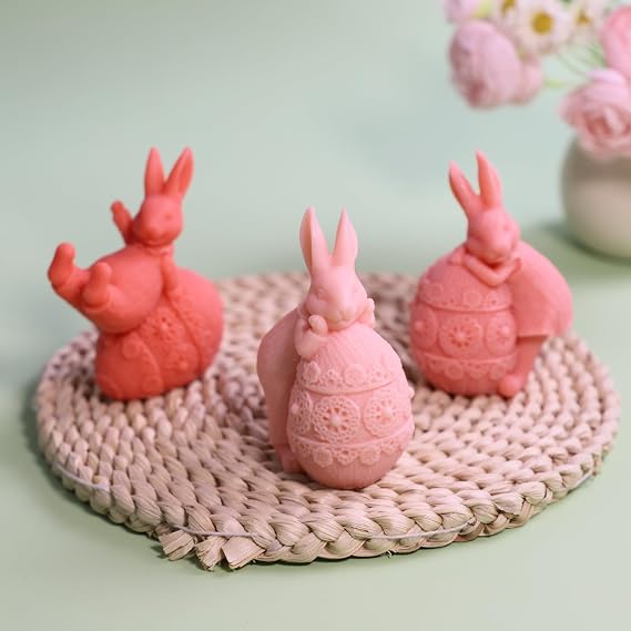 Easter Bunny Candle Molds Silicone Mold for Candle Making Sytle A | 3D Egg Rabbit Candle Molds Silicone Resin Mold Easter Bunny Egg Resin Casting Mould,Silicone Molds for DIY Home Decor Gift