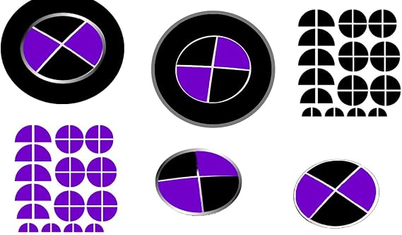 Satin Purple and Matte Black - Compatible with BMW - Stickers Overlay Vinyl Decal for All Emblems Caps Logos Roundels Badges