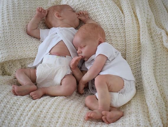 iCradle Reborn Baby Dolls Silicone Full Body 18 Inch Twins Newborn Baby Girls Alive Dolls Real Life Baby Dolls Cute Face with Outfit & Accessories for Age 3+