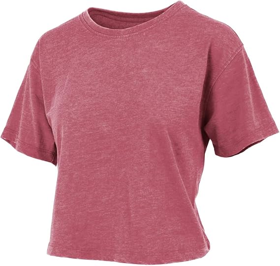 Royce Brand Waist Length Vintage Washed Top: Short Sleeve Crew Neck Waist Length T-Shirt