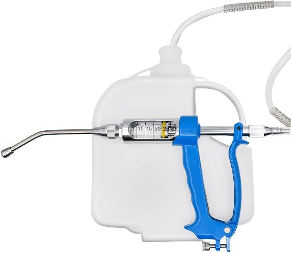Veterinary Continuous Drench Gun, 30ml Adjustable Metal Feeding Dispenser, Livestock Medicine Dosing Tool for Cattle, Sheep, Pigs