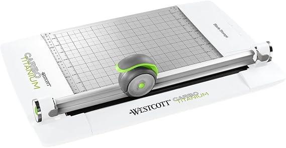 Westcott 12" CarboTitanium 45mm Rotary Metal Base Trimmer, White, Green (16718)