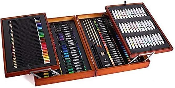 Mont Marte 174-Piece Deluxe Art Set, Art Supplies for Painting and Drawing, Art Kit in Wood Box Includes Acrylic, Oil, Watercolor Paints, Oil Pastels, Color Pencils