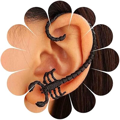 Gothic Scorpion Ear Cuff Earrings Silver Scorpion Climber Earrings Scorpion Ear Wrap Earrings Large Scorpion Earrings Exaggerated Halloween Earrings Jewelry for Women