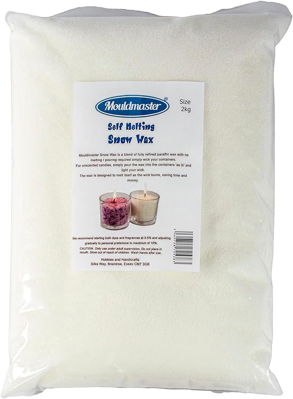 Mouldmaster Snow Candle Wax Granules Self Melting Wax 2Kg, White
