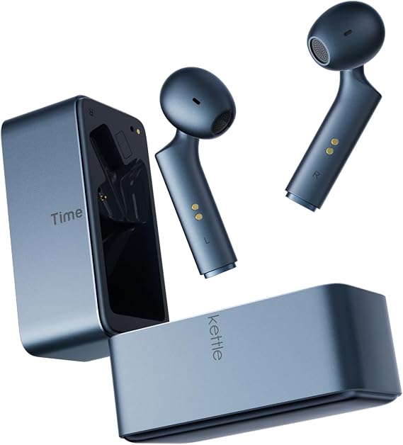 Timekettle W4 Earbuds with Translation Function, Built-in Bone Sound Sensor, 98% Accuracy, 52 Languages and 106 Accents, AI Translator, Automatic Error Correction by AI Translation, Special App Required, Business Negotiations, Overseas Trips, Translator, Time Kettle, Blue