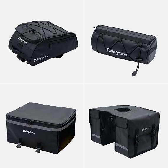 Bootime GT53 Bike Bags, 4-Piece Set of High-Capacity Waterproof Bike Bags for GT53 Cargo Ebike, including Front Rack Bag, Handlebar Bag, Saddle Bag, and Rear Seat Bag
