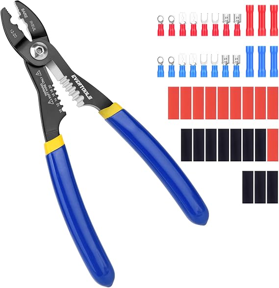 4-in-1 Wire Stripper and Crimping Pliers for Clamping, Cutting and Stripping, Compact Multifunction Tool for 1020 AWG Wires