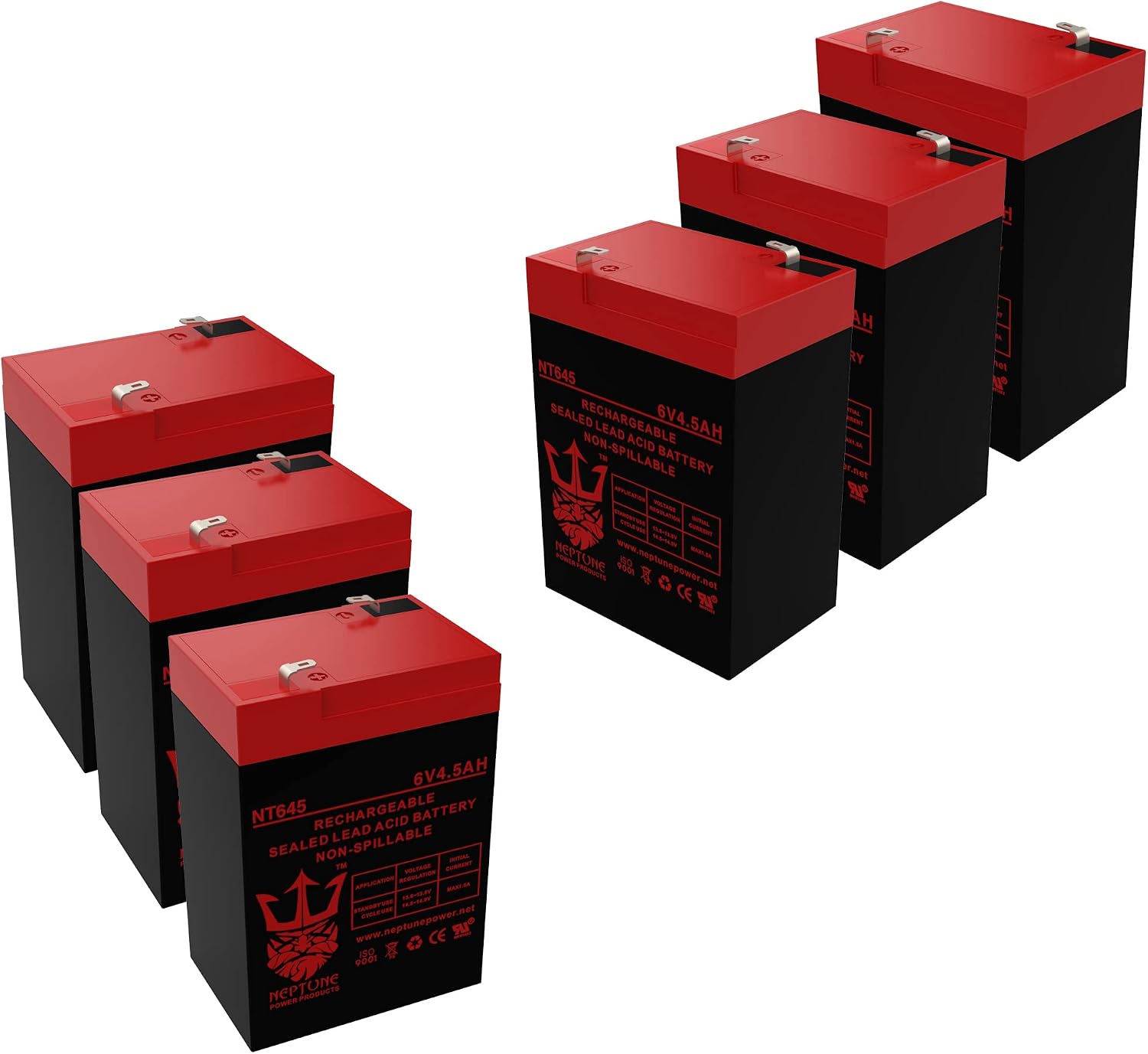 Neptune Replacement Emergency Lighting Battery for Lithonia ELB06042 6V 4.5Ah SLA 6 Pack
