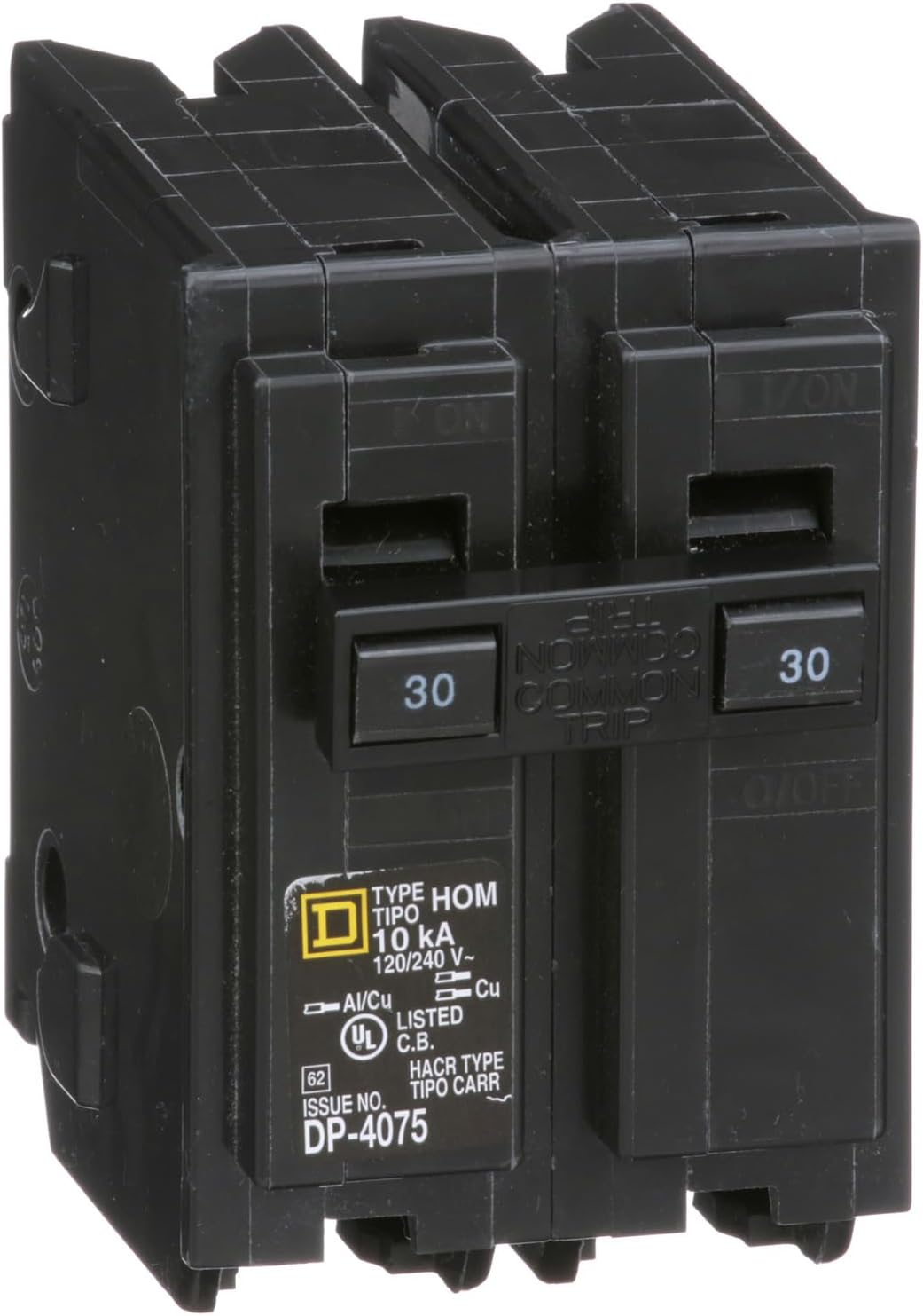 Square D by Schneider Electric Homeline 30 Amp Mini Circuit Breaker, 2 Pole, 120240V AC, 10kA Breaking Capacity, Plug in Mount, Standard Type, Residential Use ‎HOM230CP