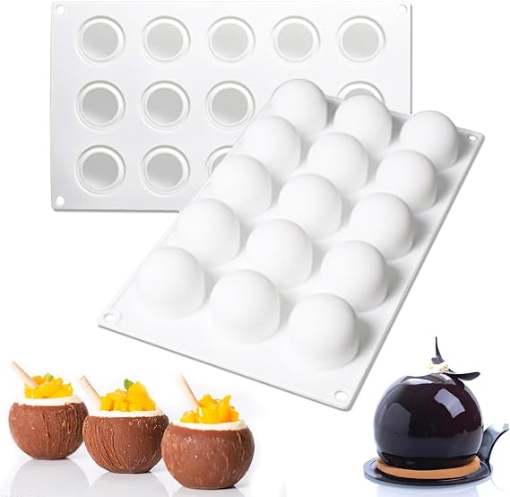 2Pcs Silicone Mould for Chocolate Candy Forming Mold Round Sphere Ball Shape - Non-Stick Reusable DIY Molds for Kitchen Creation Fun - Diameter 1.7 in