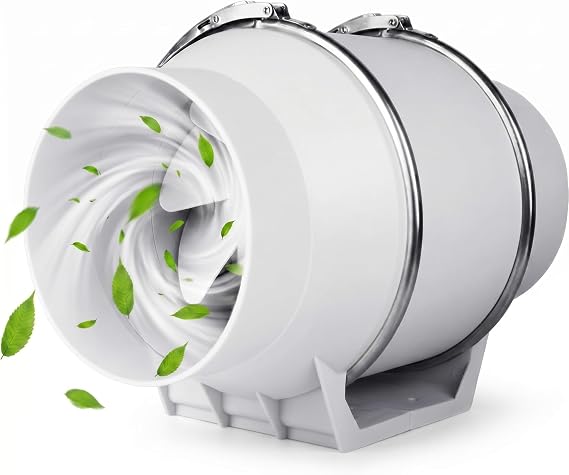 SOONHUA 4 Inch Inline Extractor Fan, Duct Ventilation Fan 220m³/h 40W Powerful Quiet Bathroom Inline Exhaust Fan for Bathroom Kitchen Grow Tent