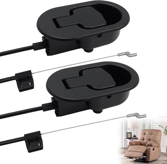 Recliner Release Pull Handle with Cable, 4 PCS Universal Recliner Handle Replacement, Metal Replacement Cable, Compatible with Ashley/La-Z-Boy & Major Brands for Home Repair